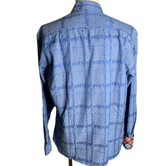 ENVY Button Up Long Sleeve Shirt XL Blue Southwestern Flip Cuff Collar NEW - Picture 4 of 7